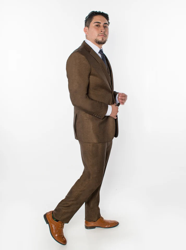 1906-TEXTURED BROWN-SLIM-3PC-SIZE 34S-46S & 34R-56R & 38L-56L