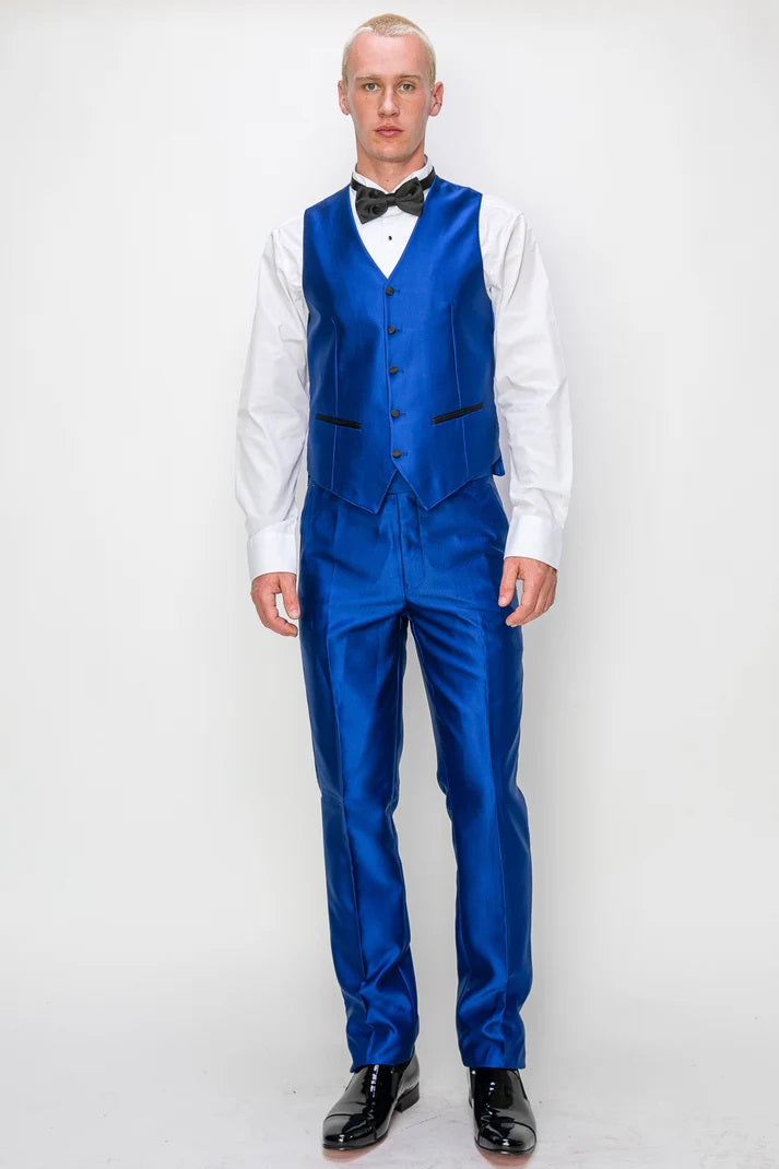 9709-R-BLUE SHINY-TUXEDO-SLIM-3PC-SIZE 34S-46S & 34R-56R & 38L-56L