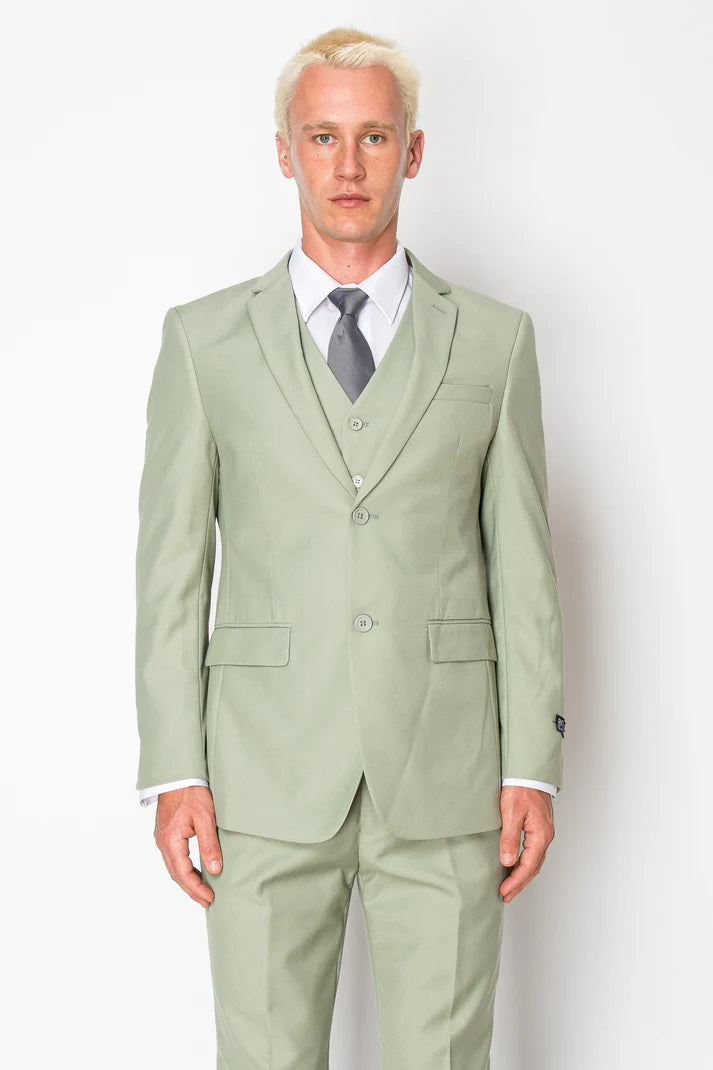 8745-PASTEL GREEN -SLIM FIT-3PC-SIZE 34S-46S & 34R-56R & 38L-56L