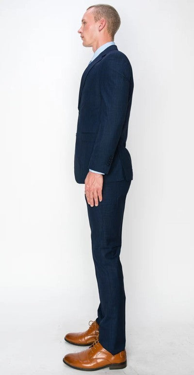 1075-TEXTURED NAVY-SLIM-3PC-SIZE 34S-46S & 34R-56R & 38L-56L
