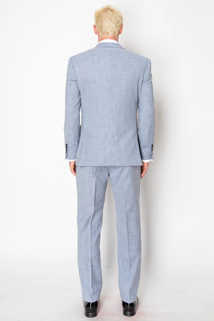 4129-TEXTURED LIGHT BLUE-SLIM-3PC-SIZE 34S-46S & 34R-56R & 38L-56L