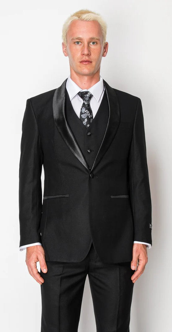2645-BLACK-TUXEDO-SLIM-3PC-SIZE 34S-46S & 34R-56R & 38L-56L