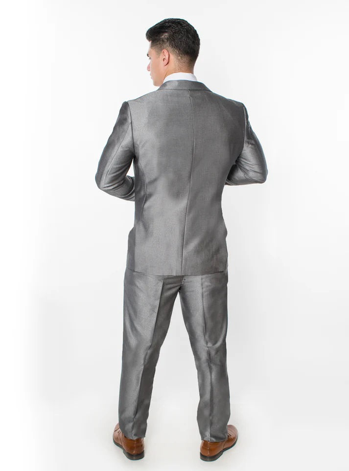 1889-TEXTURED SHINY GRAY -SLIM-3PC-SIZE 34S-46S & 34R-56R & 38L-56L