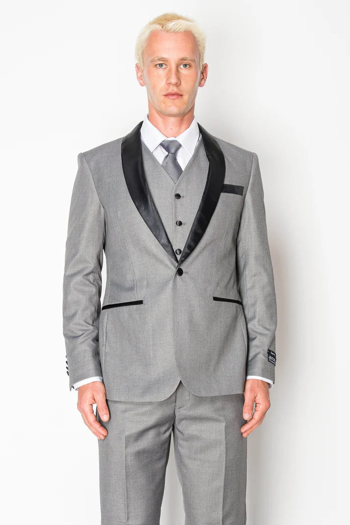 8745-GRAY-TUXEDO-SLIM-3PC-SIZE 34S-46S & 34R-56R & 38L-56L