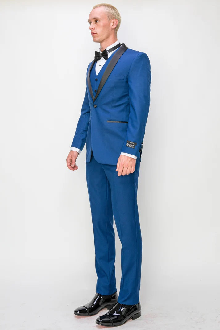 8745-FRENCH BLUE-TUXEDO-SLIM-3PC-SIZE 34S-46S & 34R-56R & 38L-56L