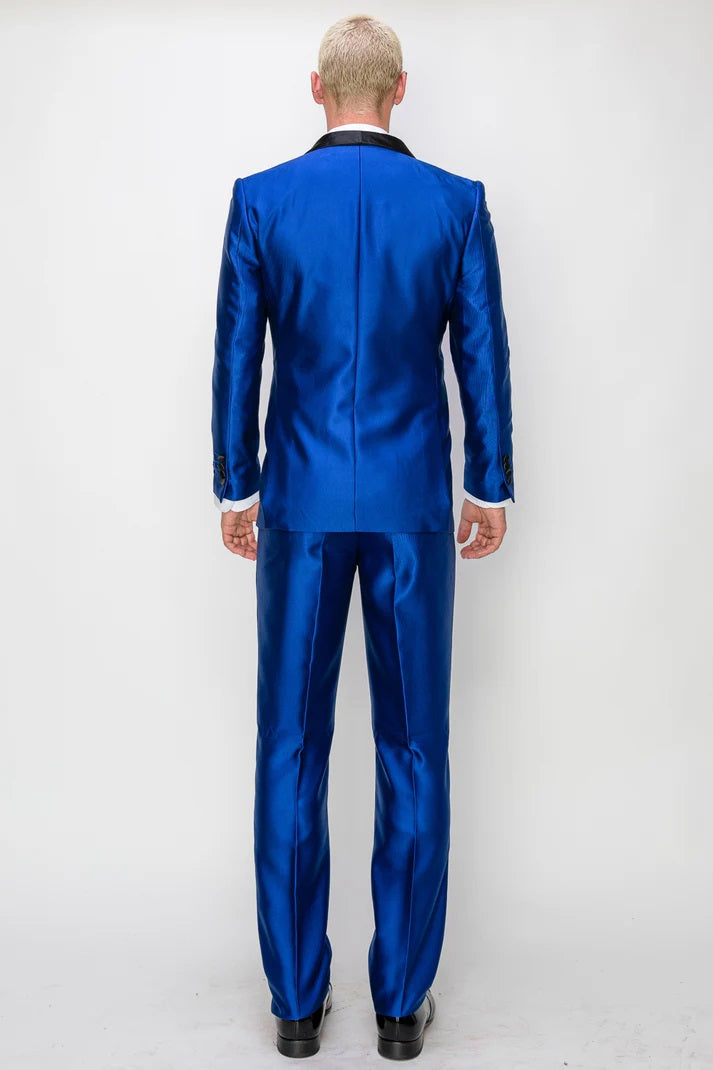 9709-R-BLUE SHINY-TUXEDO-SLIM-3PC-SIZE 34S-46S & 34R-56R & 38L-56L