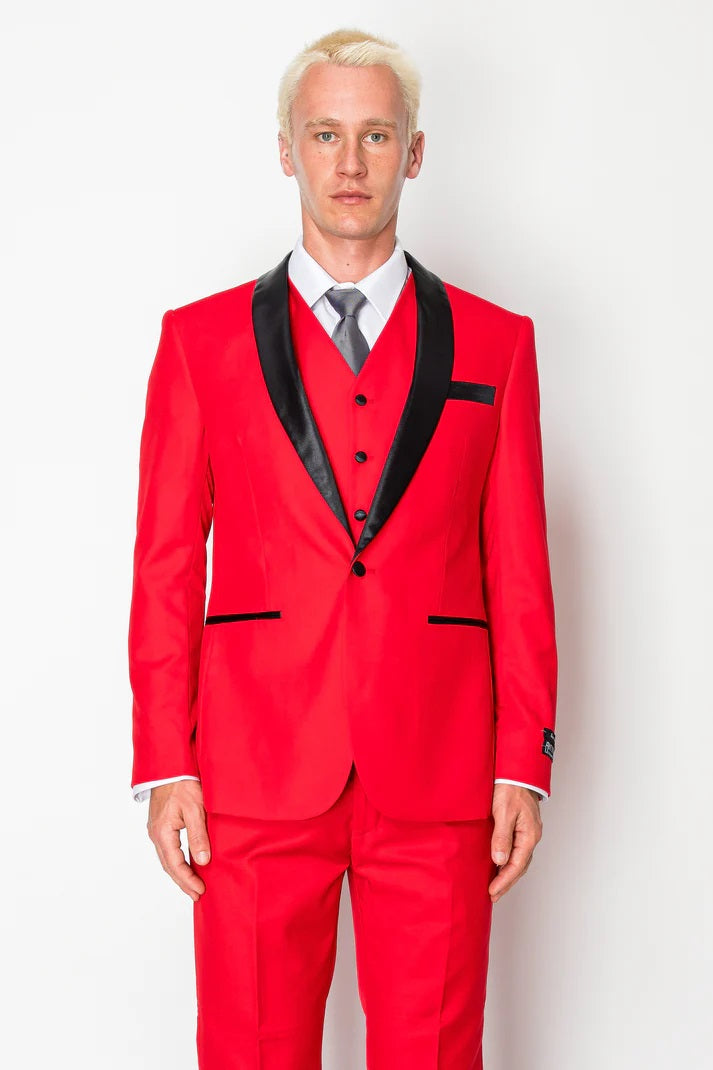 8745-RED-TUXEDO-SLIM-3PC-SIZE 34S-46S & 34R-56R & 38L-56L