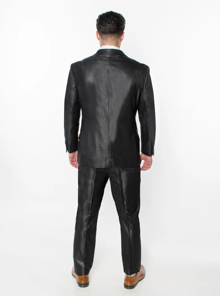 0408-TEXTURED SHINY BLACK-SLIM-3PC-SIZE 34S-46S & 34R-56R & 38L-56L