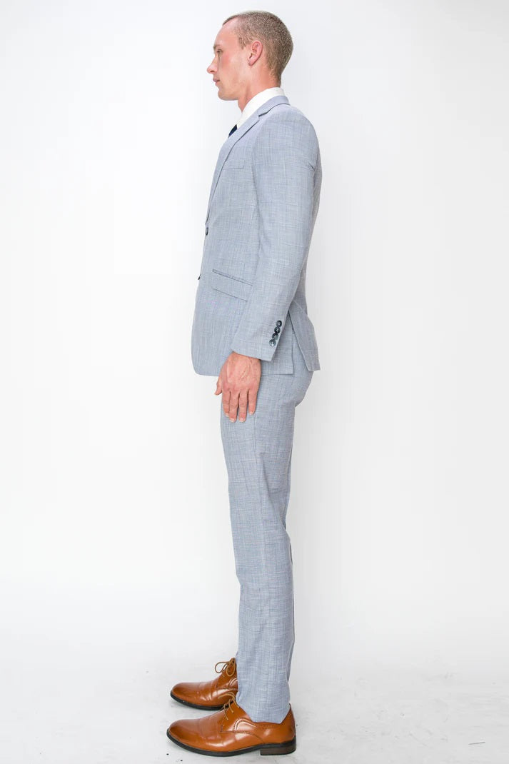 0204-TEXTURED POWDER BLUE-SLIM-3PC-SIZE 34S-46S & 34R-56R & 38L-56L