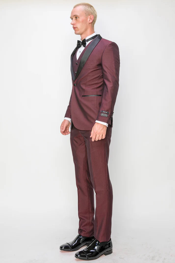 2645-MAROON-TUXEDO-SLIM-3PC-SIZE 34S-46S & 34R-56R & 38L-56L