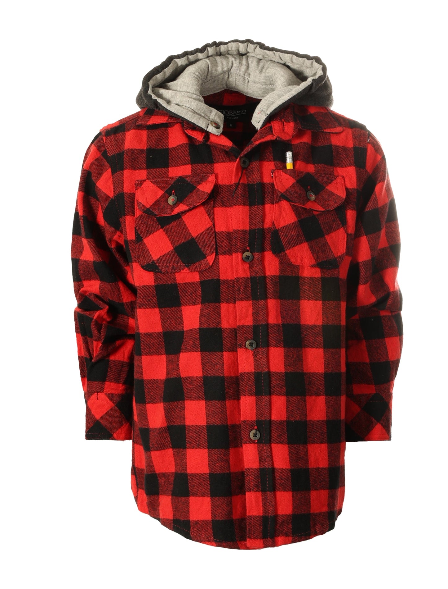 LS-82H LONG SLEEVE HOODED FLANNEL SHIRT - 8 COLORS - SIZE 4-18