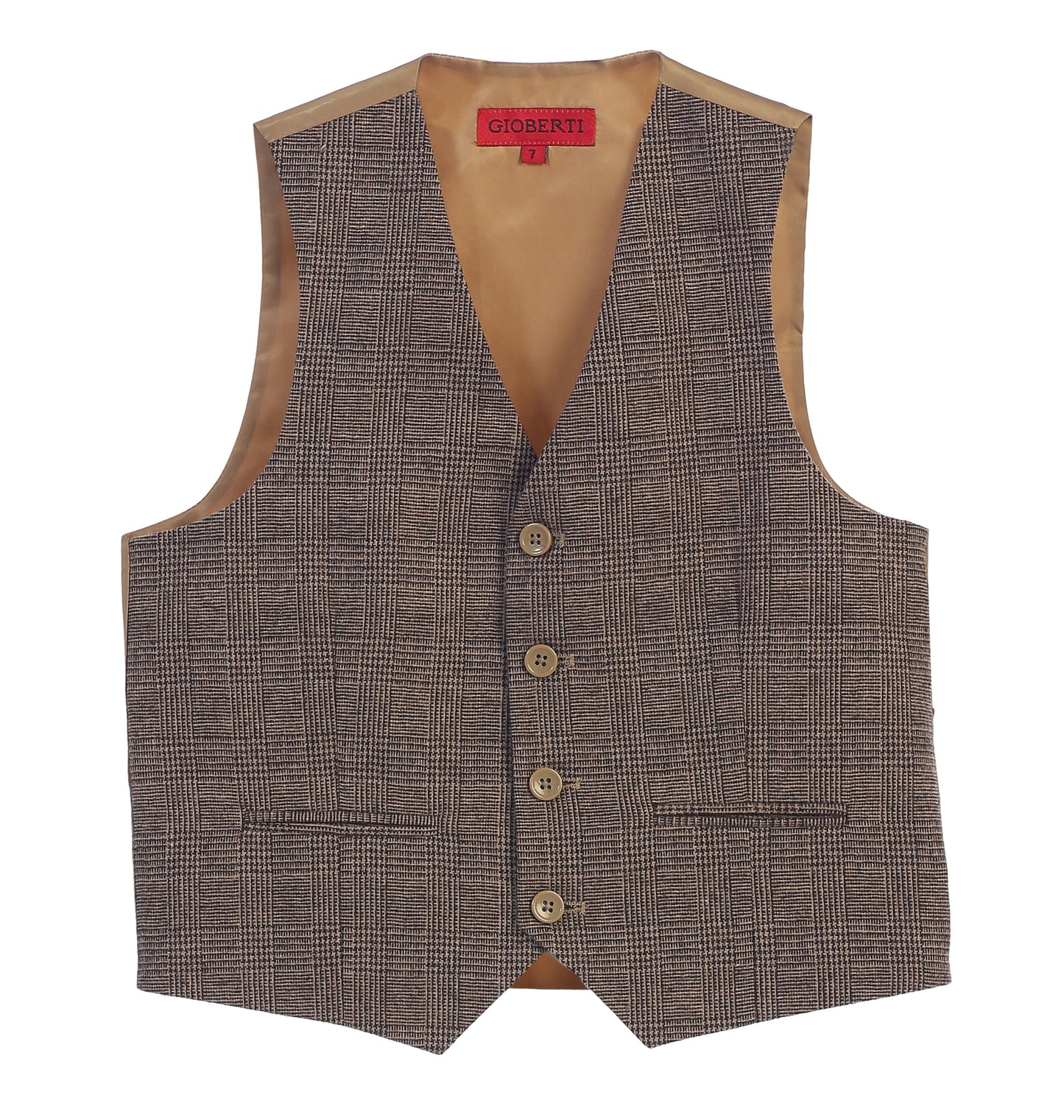 Boys 2 Piece Tweed Plaid Vest and Pants Set