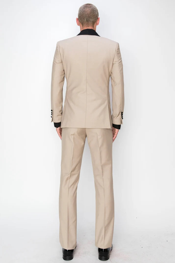 8745-BEIGE-TUXEDO-SLIM-3PC-SIZE 34S-46S & 34R-56R & 38L-56L