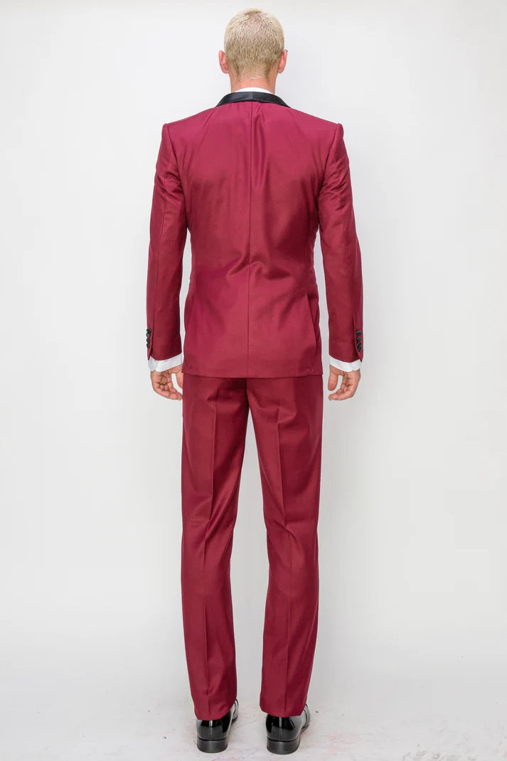 8745-BURGUNDY-TUXEDO-SLIM3PC-SIZE 34S-46S & 34R-56R & 38L-56L