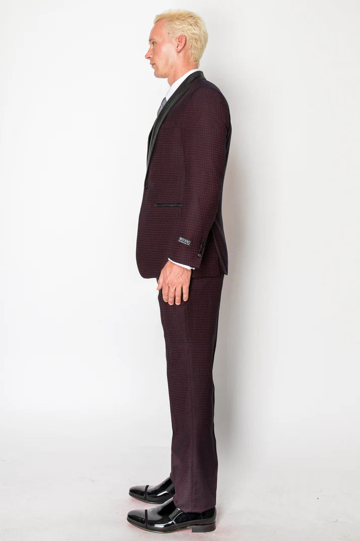 5608-BURGUNDY-TUXEDO-SLIM-3PC-SIZE 34S-46S & 34R-56R & 38L-56L