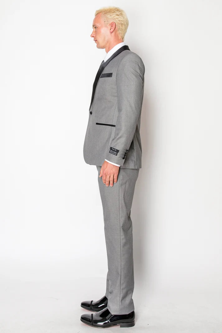 8745-GRAY-TUXEDO-SLIM-3PC-SIZE 34S-46S & 34R-56R & 38L-56L