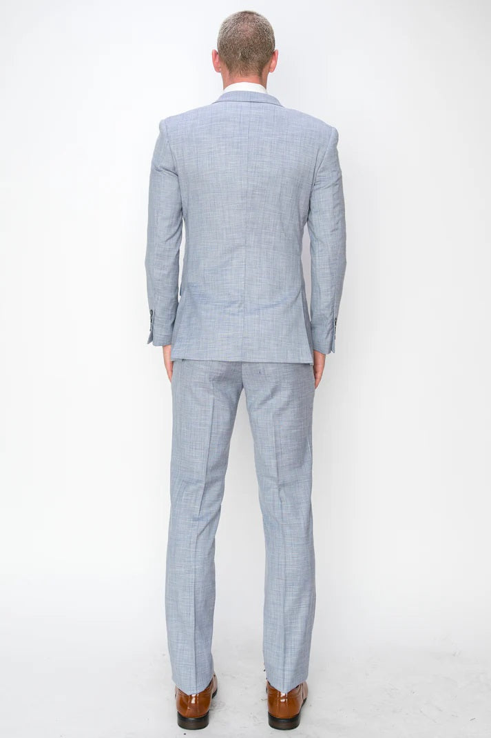 0204-TEXTURED POWDER BLUE-SLIM-3PC-SIZE 34S-46S & 34R-56R & 38L-56L
