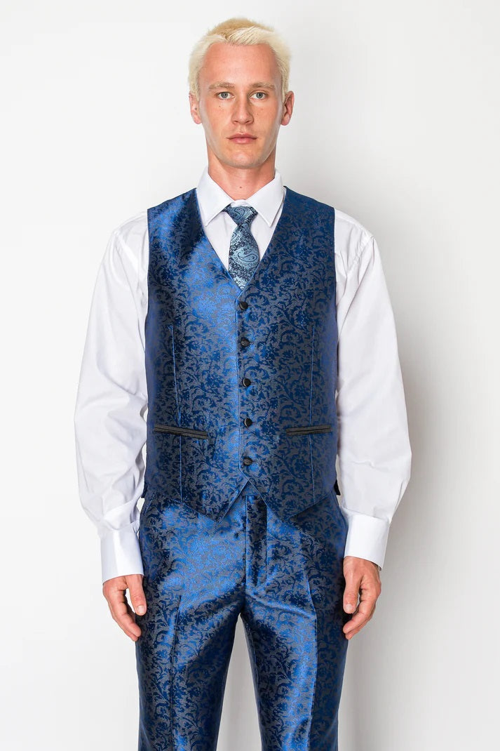 8033-DESIGN BLUE-TUXEDO-SLIM-3PC-SIZE 34S-46S & 34R-56R & 38L-56L