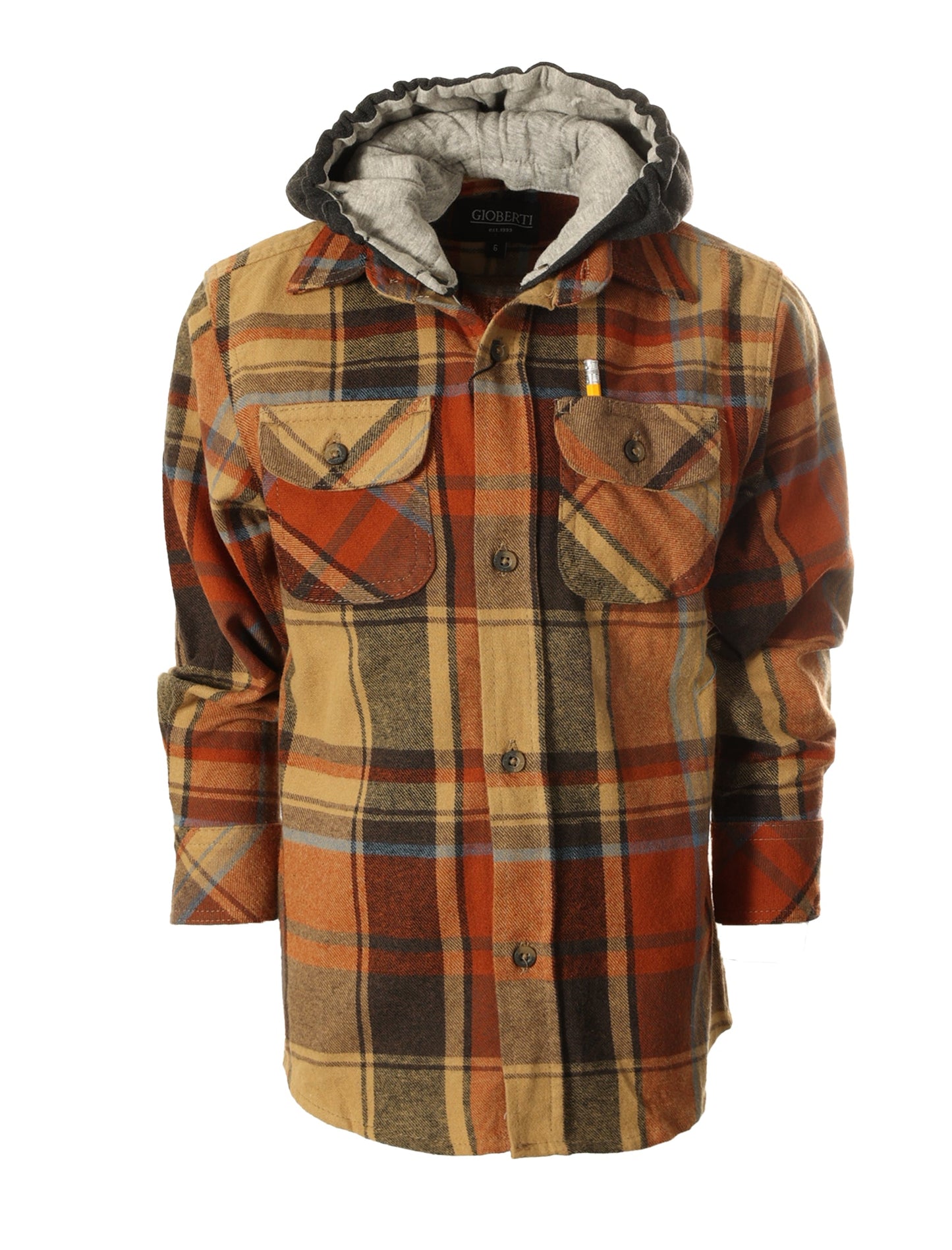 LS-82H LONG SLEEVE HOODED FLANNEL SHIRT - 8 COLORS - SIZE 4-18