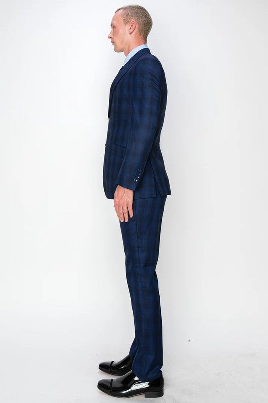5500-BLUE-CHECKER-3PC-SLIM SIZE 34S-46S & 34R-56L & 38L-56L