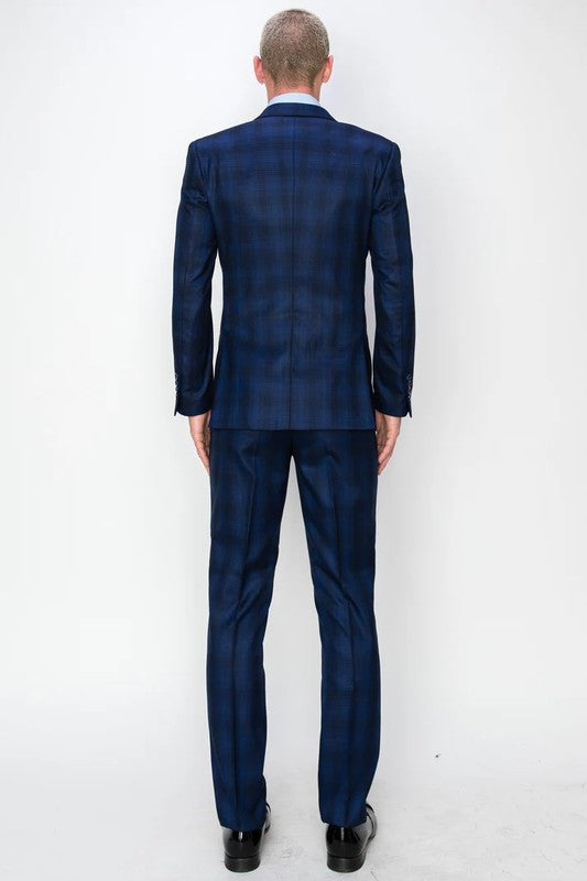 5500-BLUE-CHECKER-3PC-SLIM SIZE 34S-46S & 34R-56L & 38L-56L