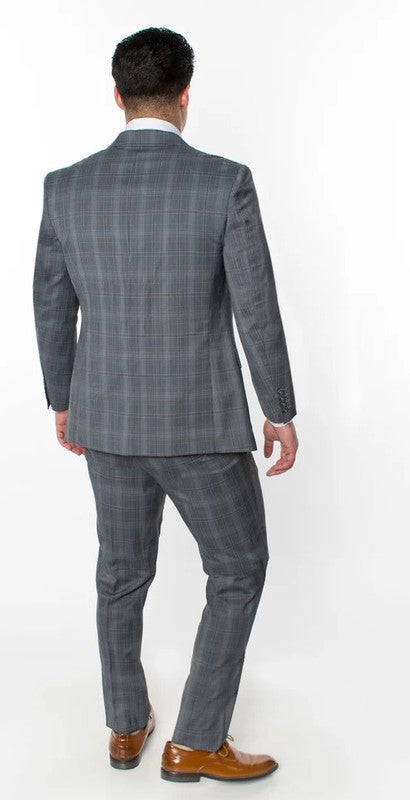 6009-GREY-CHECKER-3PC-SLIM SIZE 34S-46S & 34R-56L & 38L-56L