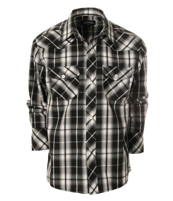 LS-82W-BOY'S LONG SLEEVE WESTERN PLAID SHIRT- 6 COLORS ( GROUP 1 ) - SIZE 4-18