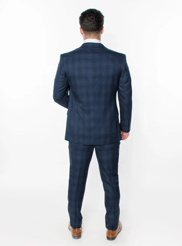 6506-NAVY-CHECKER-3PC-SLIM SIZE 34S-46S & 34R-56L & 38L-56L