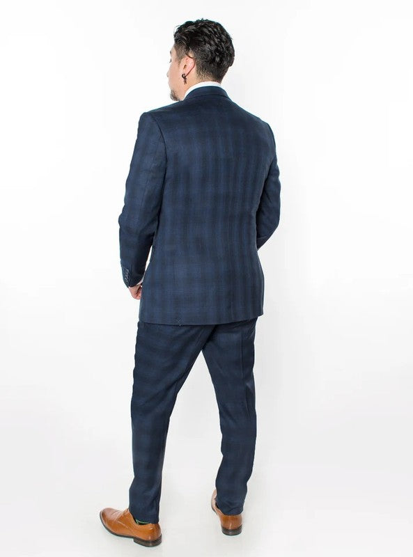 6506-NAVY-CHECKER-3PC-SLIM SIZE 34S-46S & 34R-56L & 38L-56L