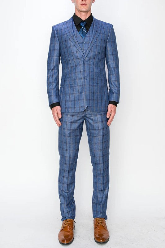 7270-BLUE-CHECKER-3PC-SLIM SIZE 34S-46S & 34R-56R & 38L-56L