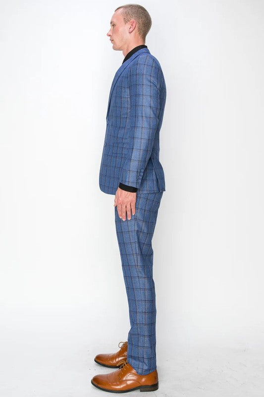 7270-BLUE-CHECKER-3PC-SLIM SIZE 34S-46S & 34R-56R & 38L-56L
