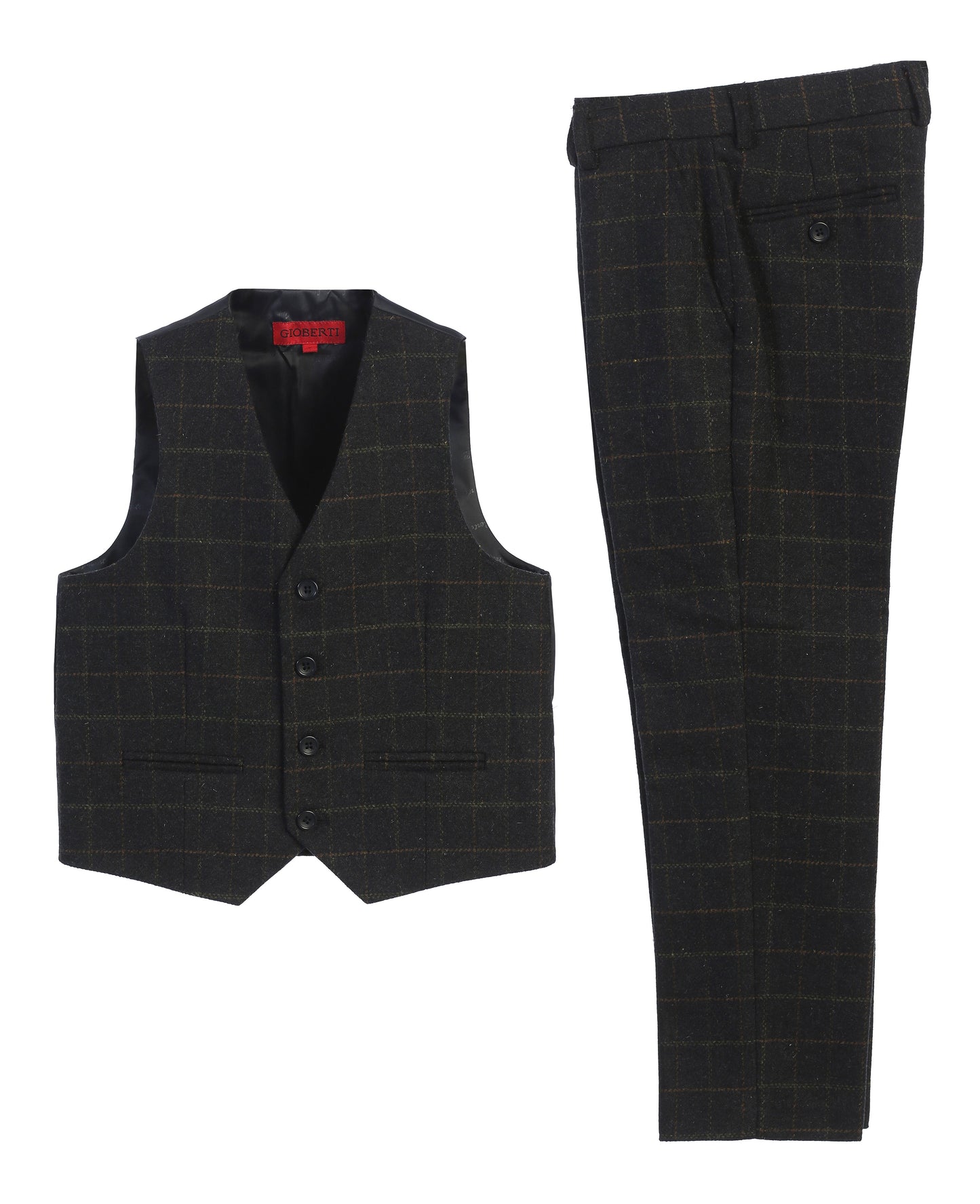 2 Piece Tweed Plaid Vest and Pants Set