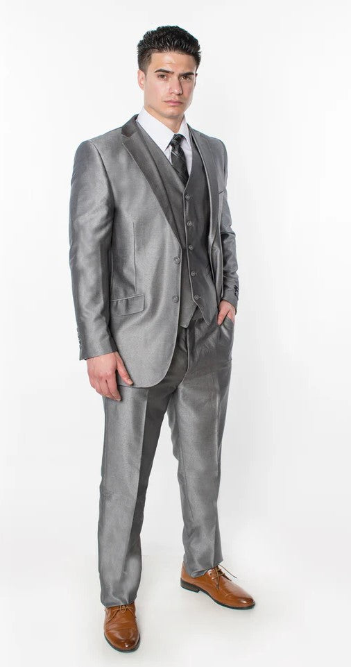 1889-SHINY GRAY-L-3PC-SLIM-SIZE 34S-46S & 34R-56R & 38L-56L