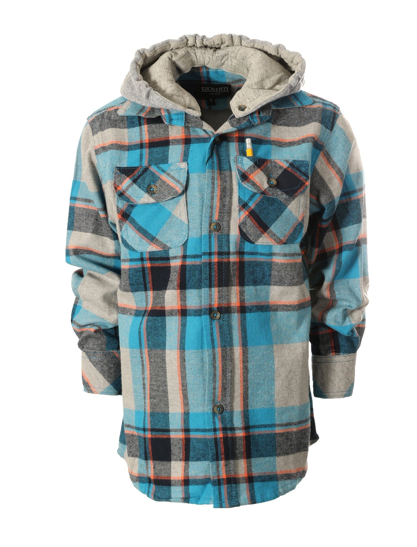 LS-82H LONG SLEEVE HOODED FLANNEL SHIRT - 8 COLORS - SIZE 4-18