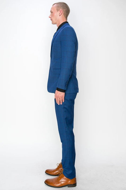 8705-BLUE-CHECKER-3PC-SLIM SIZE 34S-46S & 34R-56R & 38L-56L