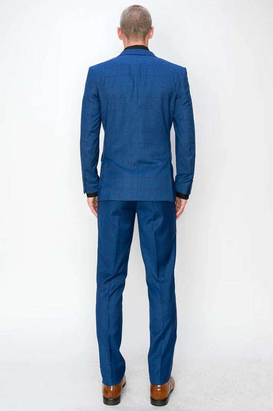 8705-BLUE-CHECKER-3PC-SLIM SIZE 34S-46S & 34R-56R & 38L-56L