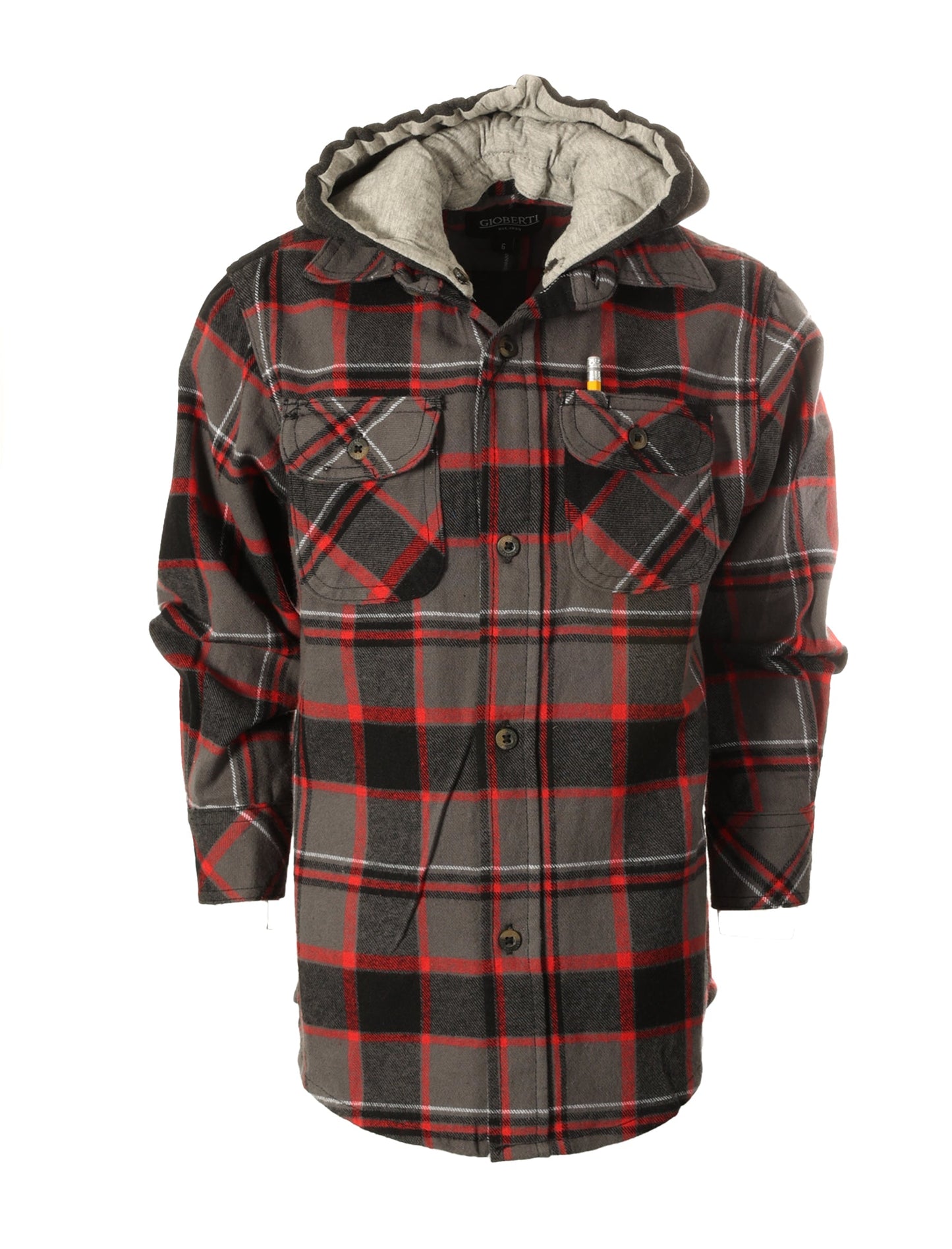 LS-82H LONG SLEEVE HOODED FLANNEL SHIRT - 8 COLORS - SIZE 4-18
