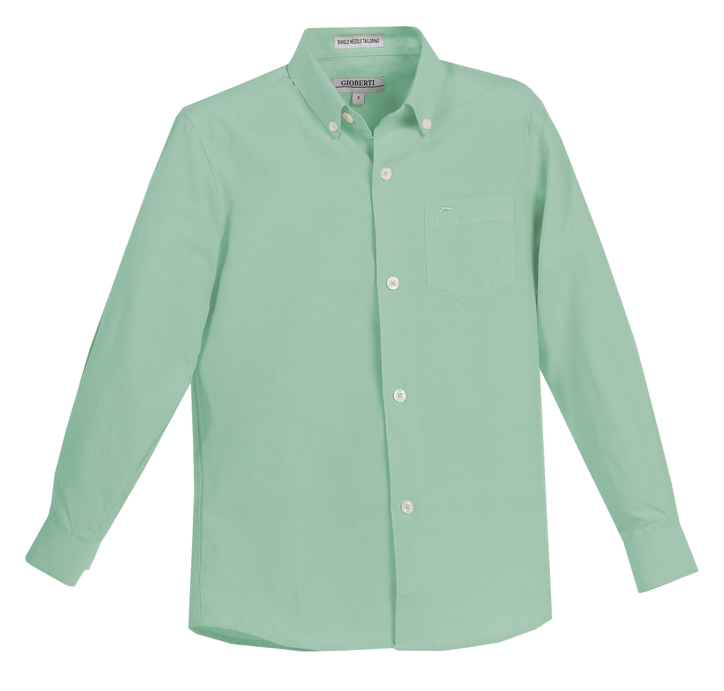 DSX-85 Boy's Oxford Long Sleeve Dress Shirt 6 COLORS (L BLUE-WHITE-PINK-AQUA-BLACK-YELLOW) SIZE 4-18