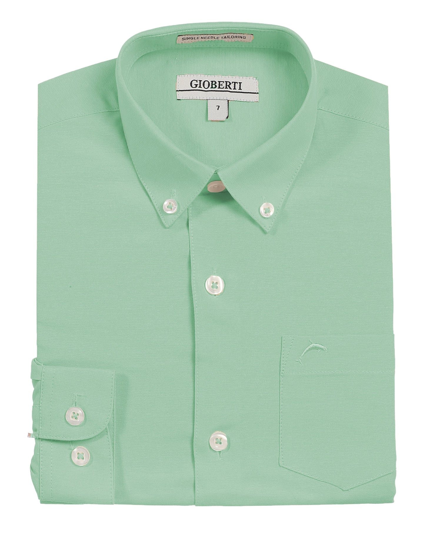 DSX-85 Boy's Oxford Long Sleeve Dress Shirt 6 COLORS (L BLUE-WHITE-PINK-AQUA-BLACK-YELLOW) SIZE 4-18