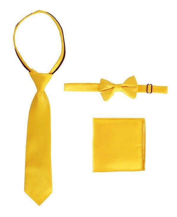 STS-BOYS-3 PC SET-SOLID-TIE-BOWTIE-P SQ-20 COLORS-SIZE 2-4 AND 5-7 AND 8-18