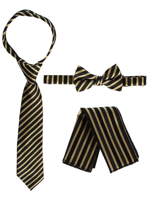 RTS-BOYS-3 PC SET-CTRIPED-TIE-BOWTIE-P SQ-17 COLORS-SIZE 2-4 AND 5-7 AND 8-18