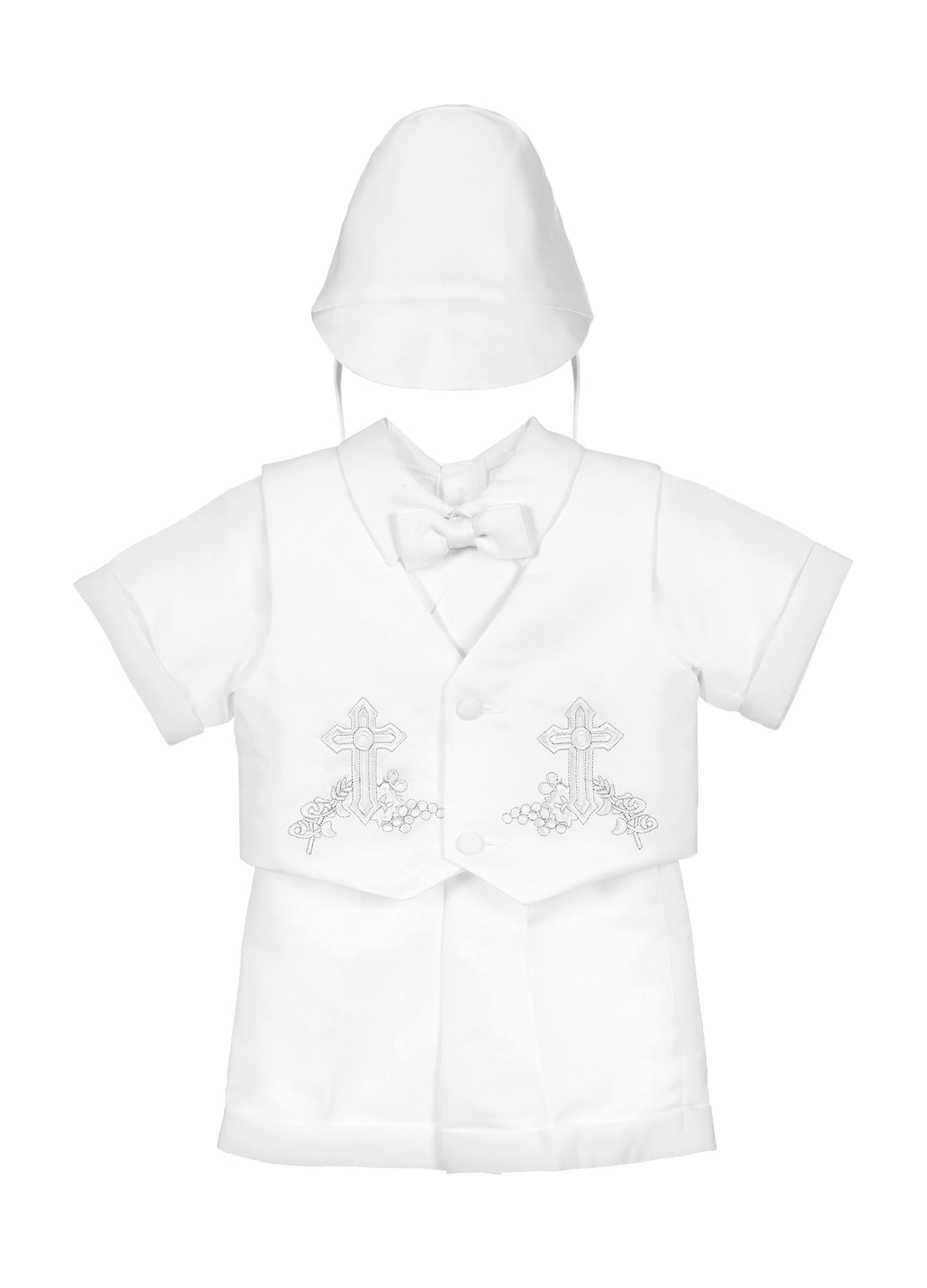 BCG Boy's white Christening Baptism Suit Set