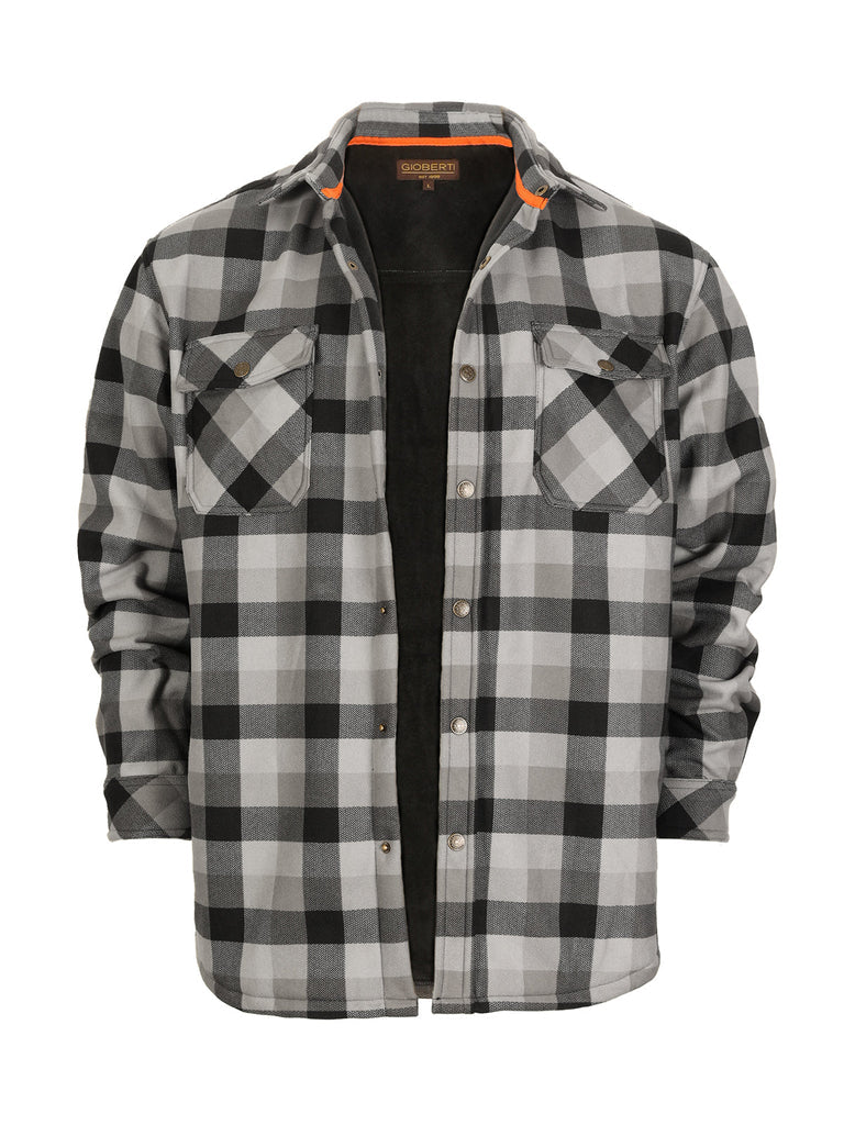 Mens Checkered Flannel Shirt Jacket With Velvet