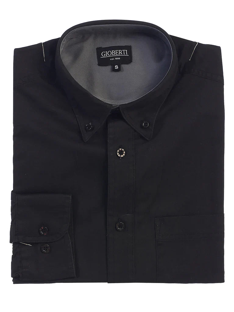 MEN'S TWILL SHIRT W/ CONTRAST COLLAR