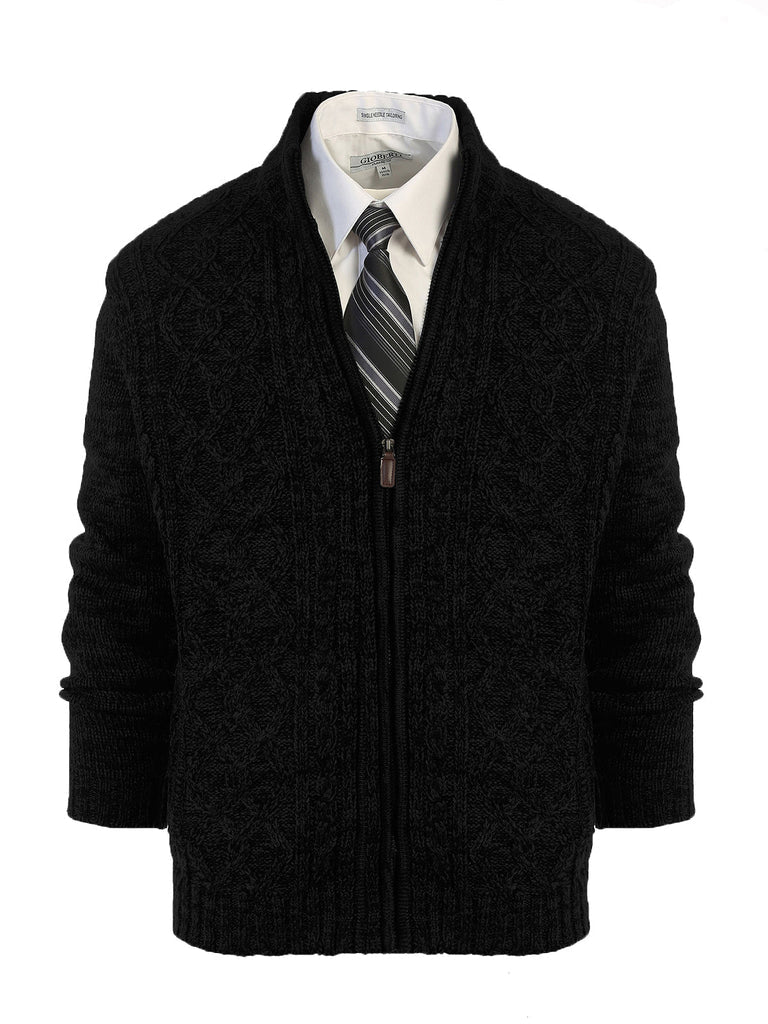AF-1203 MEN'S CARDIGAN TWISTED FULL ZIP KNITTED SWEATER