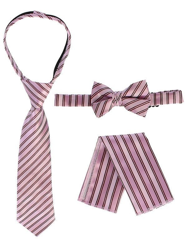 RTS-BOYS-3 PC SET-CTRIPED-TIE-BOWTIE-P SQ-17 COLORS-SIZE 2-4 AND 5-7 AND 8-18