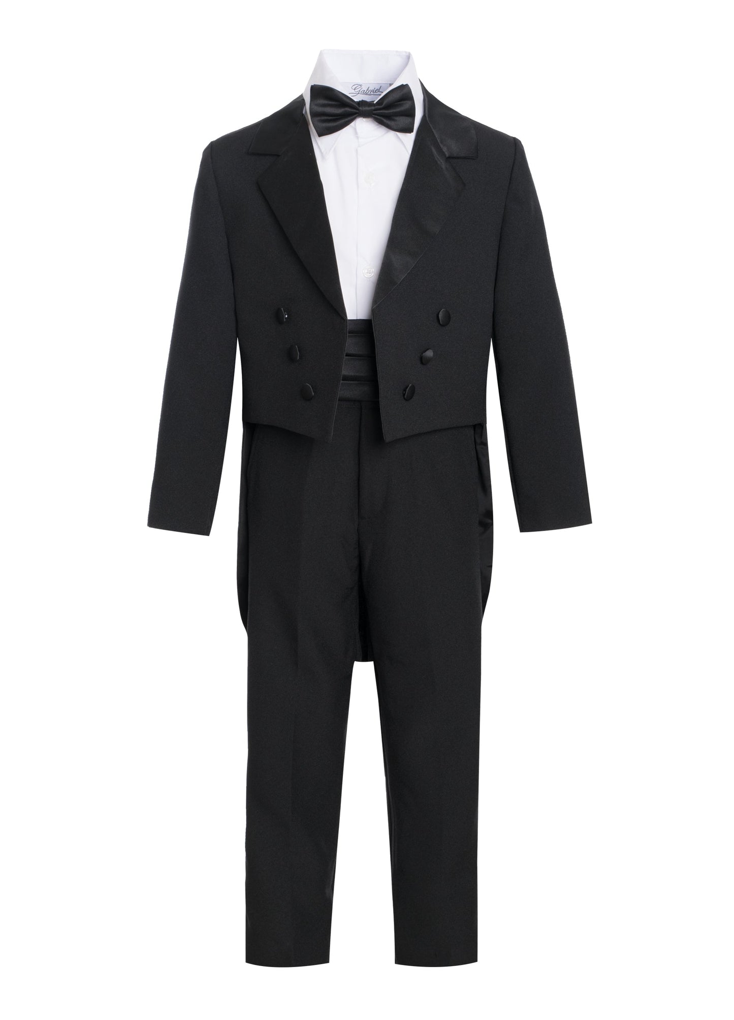 BY-008 Boys formal tuxedo with bow tie BLACK-WHITE