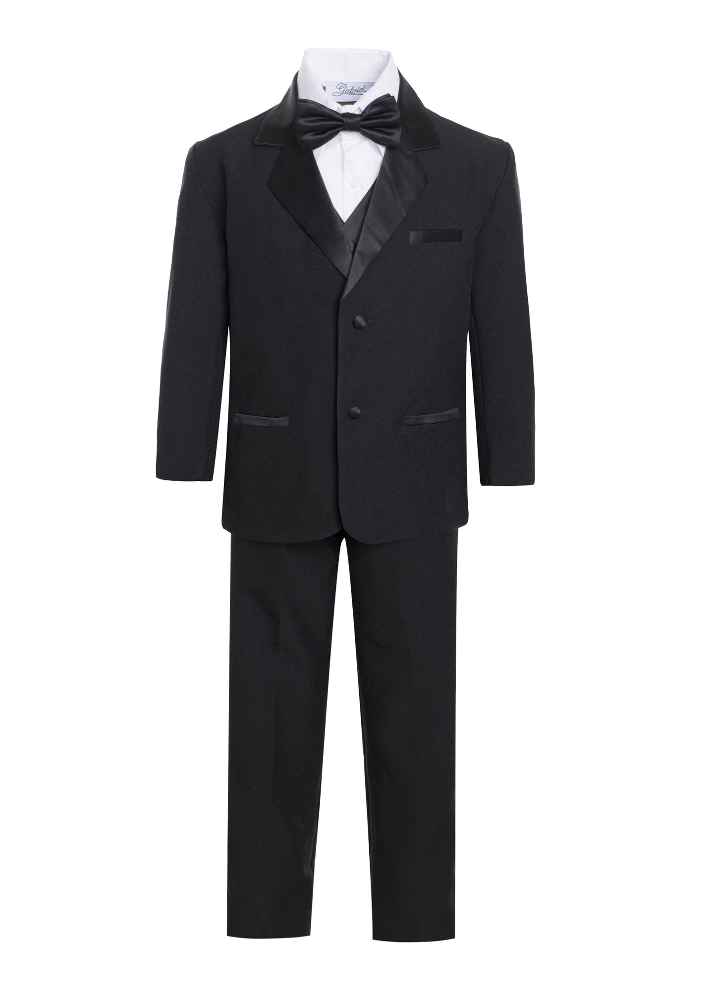 BY-010 Boys formal tuxedo with bow tie (5 pcs) 3 COLORS IVORY-BLACK-WHITE