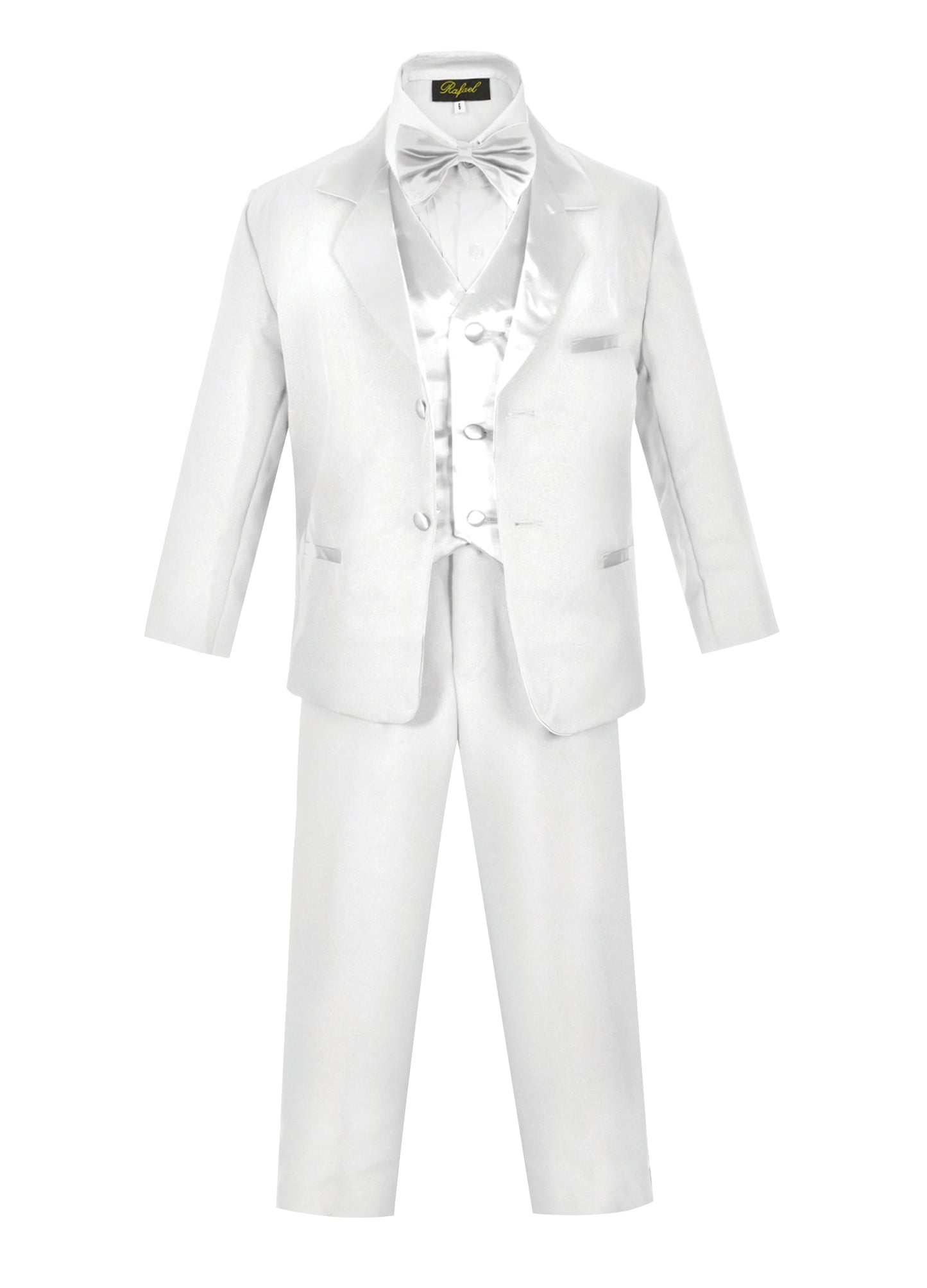 BY-010 Boys formal tuxedo with bow tie (5 pcs) 3 COLORS IVORY-BLACK-WHITE