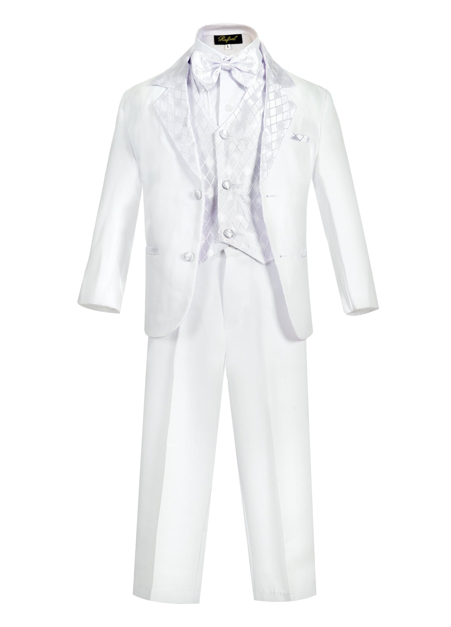BY-010D Boys formal tuxedo with bow tie (5 pcs) BLACK-WHITE